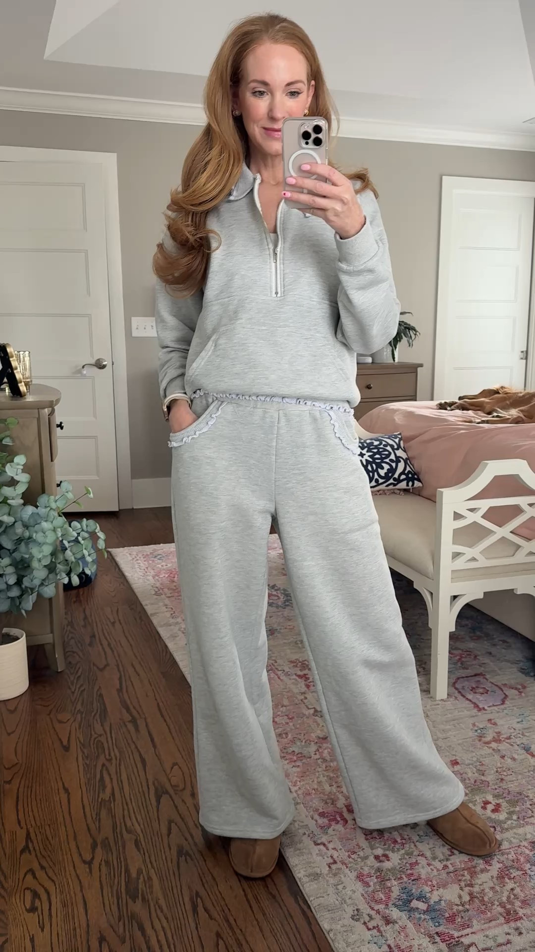 I’m living in this Editked ruffle sweatsuit! It is sooooo soft and cozy and the ruffle detail elevates it from other loungewear. 
I’m in a size M pants and S top. 

#LTKFindsUnder100 #LTKWatchNow #LTKOver40