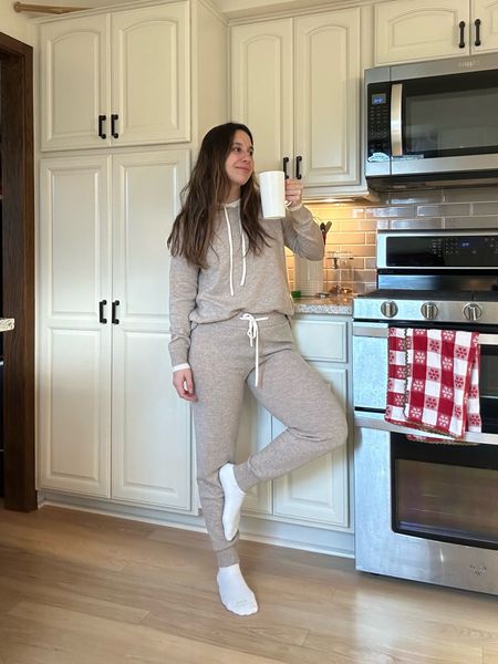 Cozy cashmere blend sweater and joggers. On sale right now. Wearing size small on top and bottoms. Super cozy to lounge at home. 

#LTKsalealert