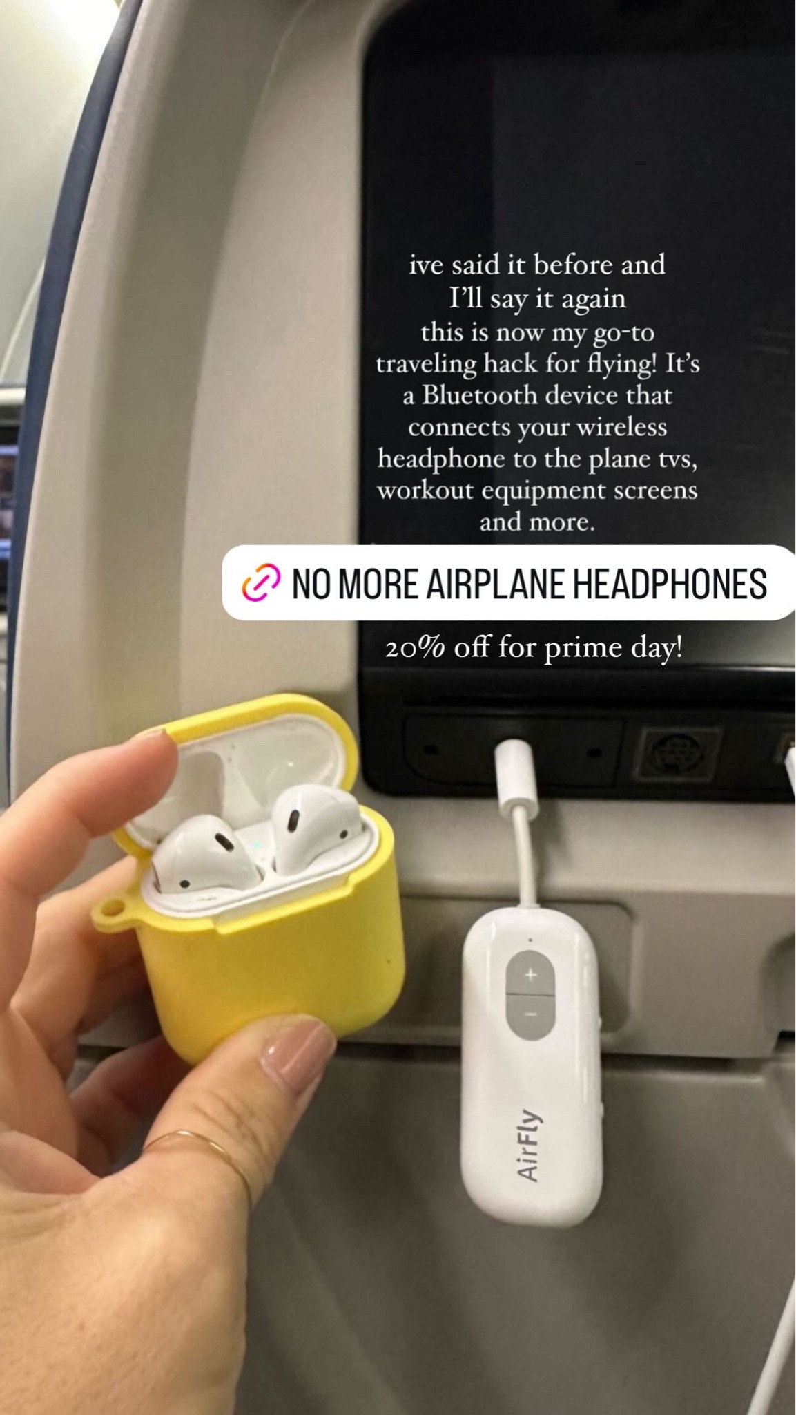 ive said it before and I'll say it again this is now my go-to traveling hack for flying! It's a Bluetooth device that connects your wireless headphone to the plane tvs, workout equipment screens and more.
NO MORE AIRPLANE HEADPHONES
20% off for prime day!

#LTKTravel #LTKFindsUnder50 #LTKSaleAlert