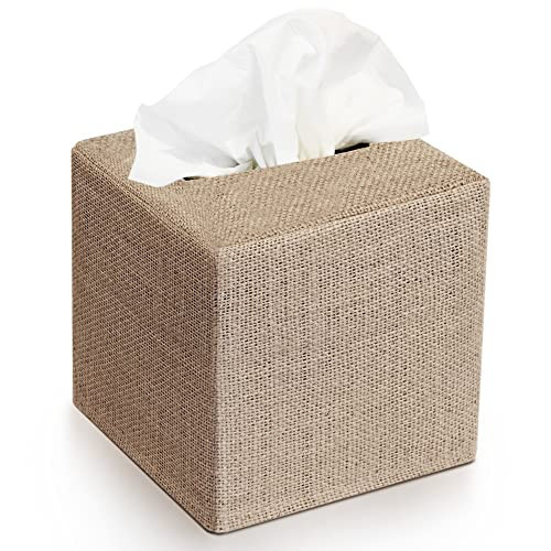 Stylish Tissue Box Cover - This Burlap Holder Instantly Covers Your Square Tissue Boxes - The Perfect Fall Decorative Cube Cover for Your Bathroom and Home | Amazon (US)