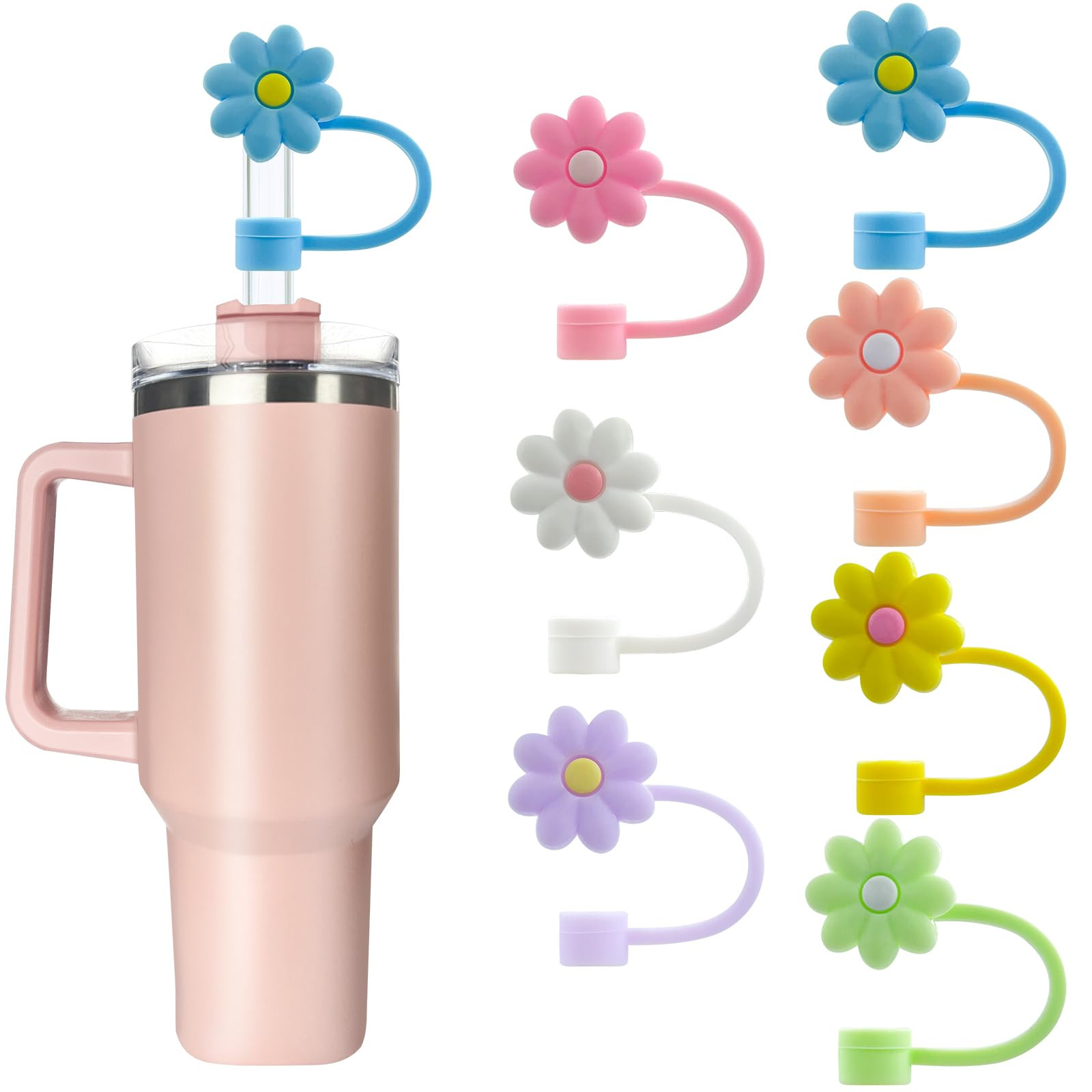 7Pcs 0.4in/10mm Diameter Silicone Straw Covers Cap Compatible with Stanley 20 30&40 Oz Cup, Straw... | Amazon (US)