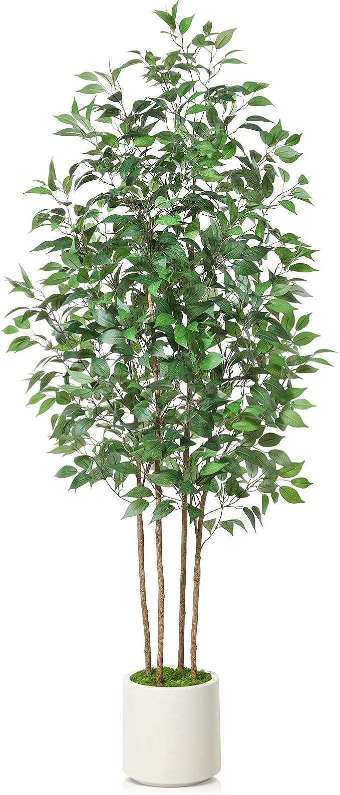 Ficus Artificial Tree 7ft Fake Silk Plant for Home Decor Indoor, Faux Tree in White Imitation Cer... | Amazon (US)