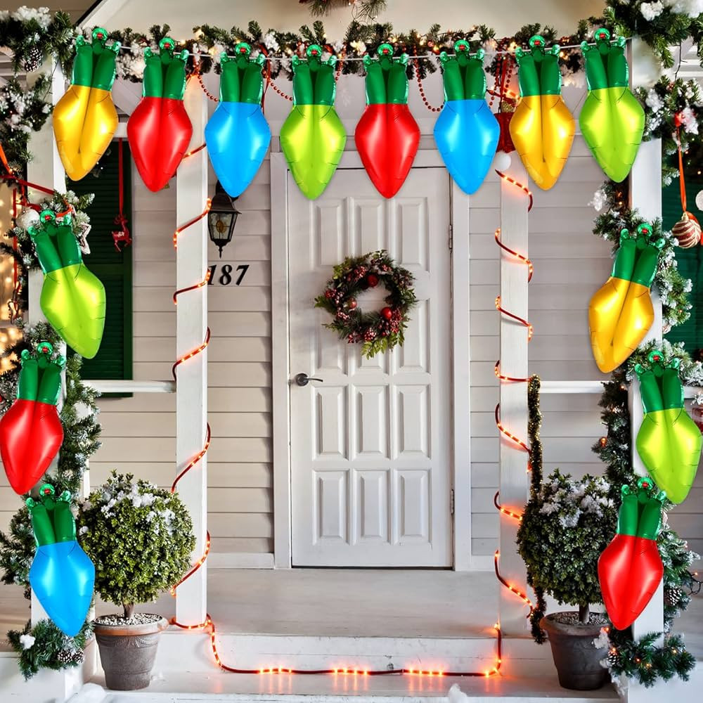 60 Pcs Christmas Light Bulb Balloon Christmas Balloons Xmas Light Bulb Foil Balloons Christmas De... | Amazon (US)