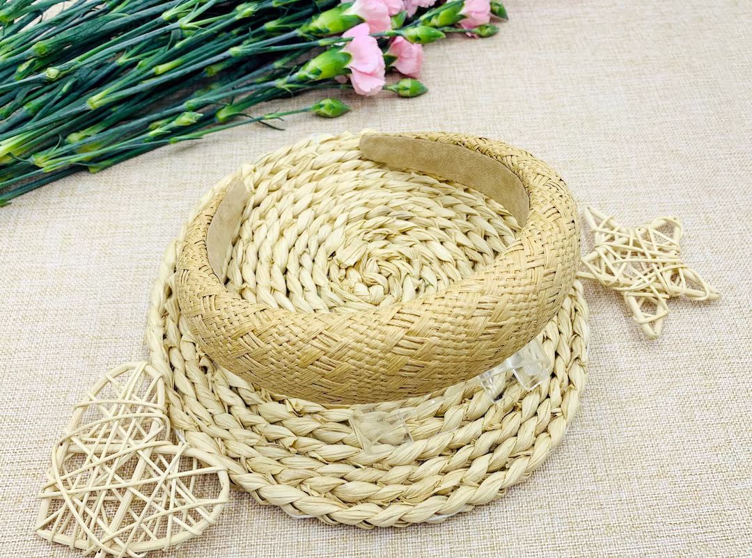 Straw weaving padded headband,headbands for women,bohemian headband,Wide Headband,Raffia padded h... | Etsy (US)