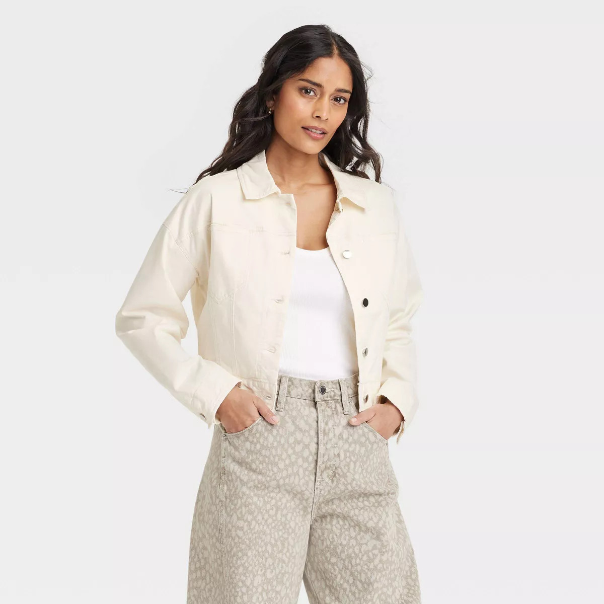 Women's Trucker Jacket - Universal Thread™ Cream XS | Target