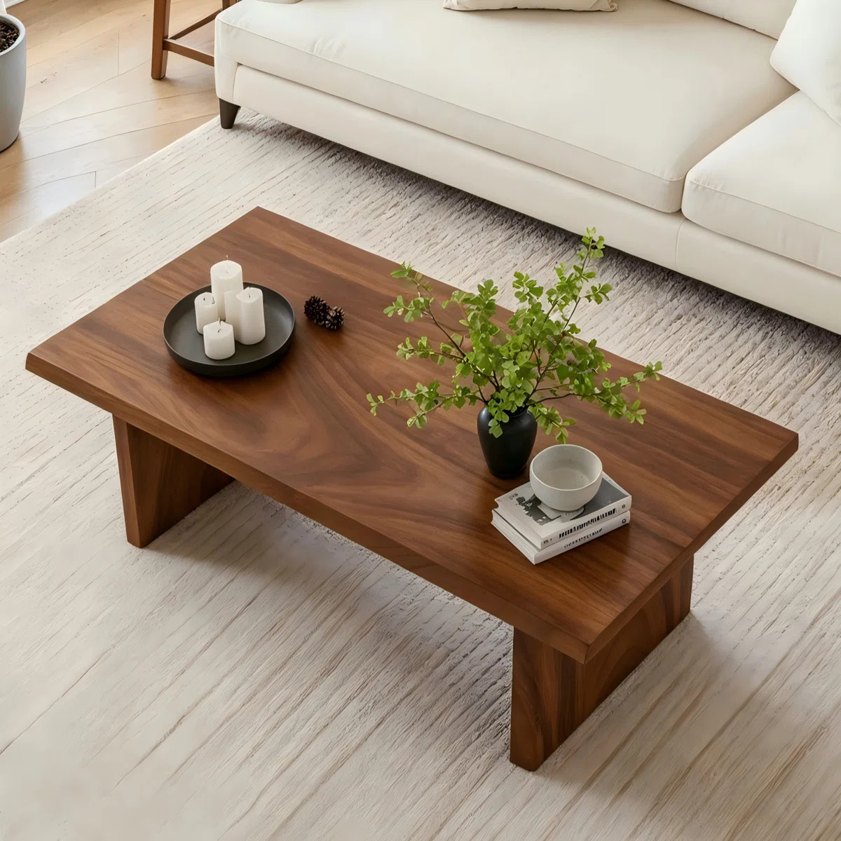 47" Modern Solid South American Walnut Wood Coffee Table | Wayfair North America