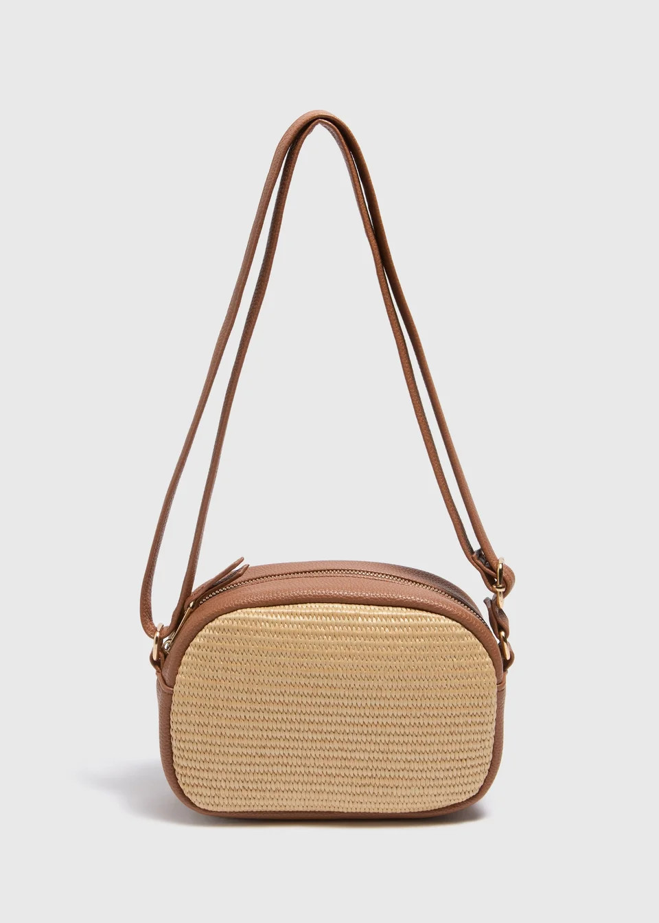 Tan Straw Camera Cross Body Bag | Matalan (UK)