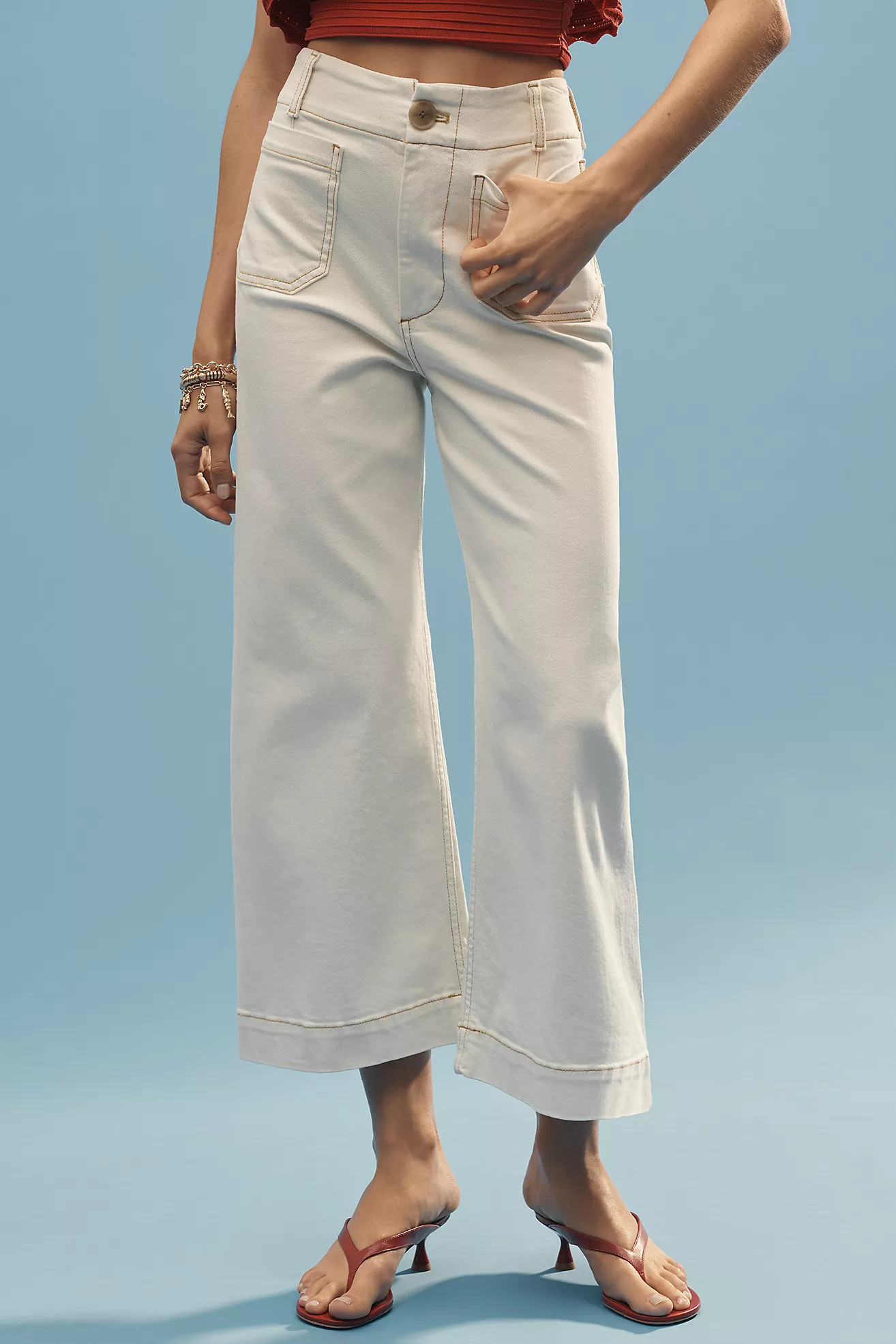 The Colette Denim Cropped High-Rise Wide-Leg Jeans by Maeve | Anthropologie (US)