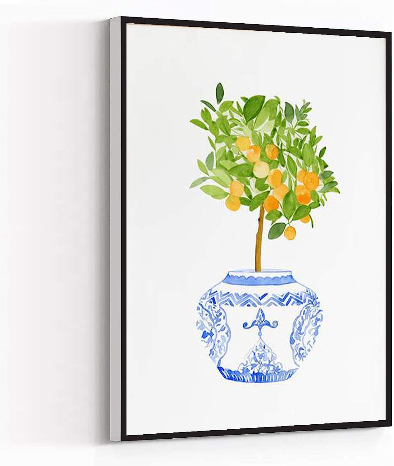 WALL ART FOR BATHROOM,small room decor,Watercolor orange tree print,pottery ginger jar Print,Chin... | Amazon (US)
