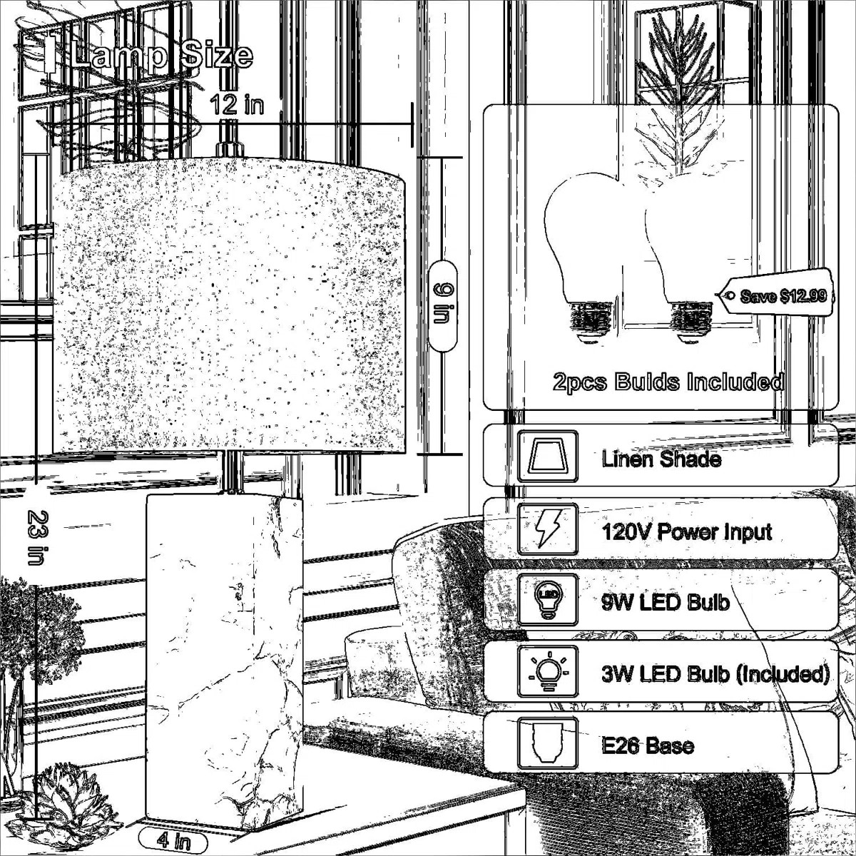 Scenekoy Natural Alabaster Table Lamp Set Of 2 With Integrated Night Light, 23-Inch Modern Bedsid... | Wayfair North America