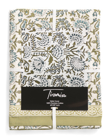 60x90 Cotton Hand Blocked Printed Tablecloth | TJ Maxx