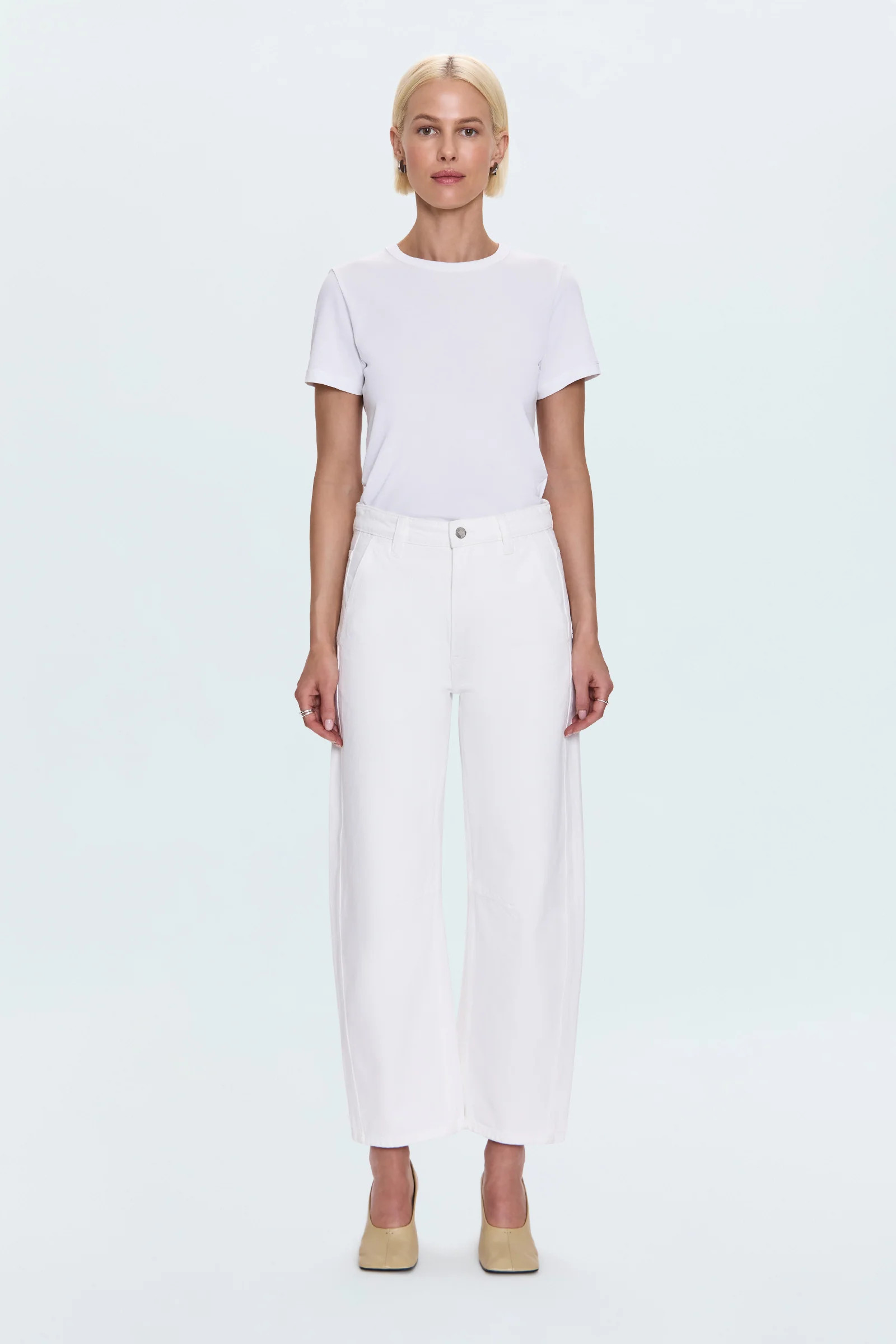 Beau Seamed Crescent Leg - Paper White | Pistola Denim