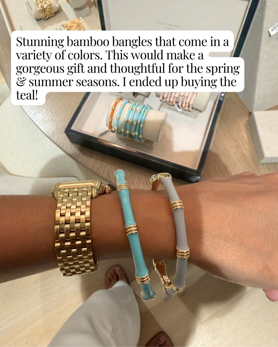 These bamboo bangles ✨✨✨they come in a bunch of colors & are gold or silver plated. I’ve linked some other options at various price points too!

#LTKMothersDay #LTKOver40 #LTKdayinmylife