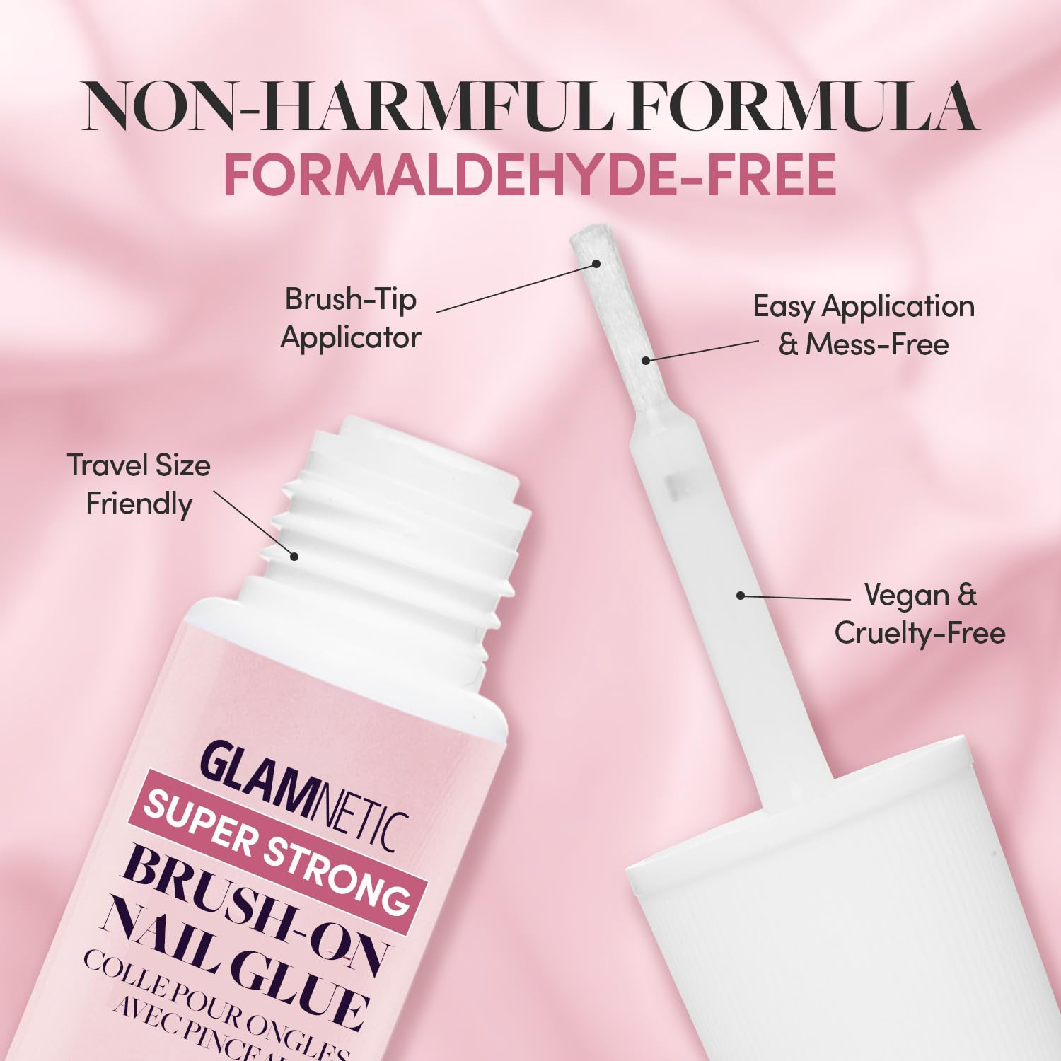 Glamnetic Super Strong Brush On Nail Glue | Brush Tip Applicator, Mess Free, Travel Friendly, Veg... | Amazon (US)