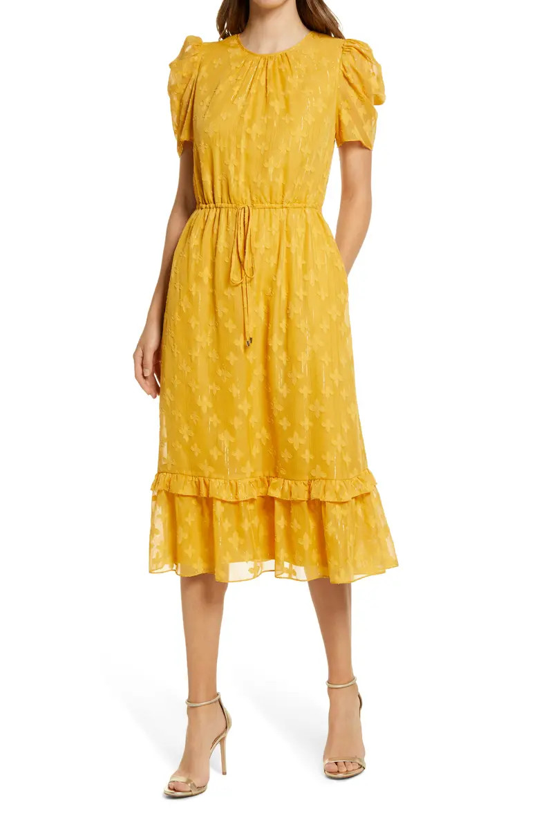 Metallic Stripe Jacquard A-Line Dress | Nordstrom