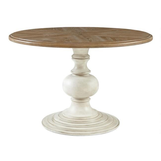 Round Walnut and Cream Farmhouse Dining Table | World Market