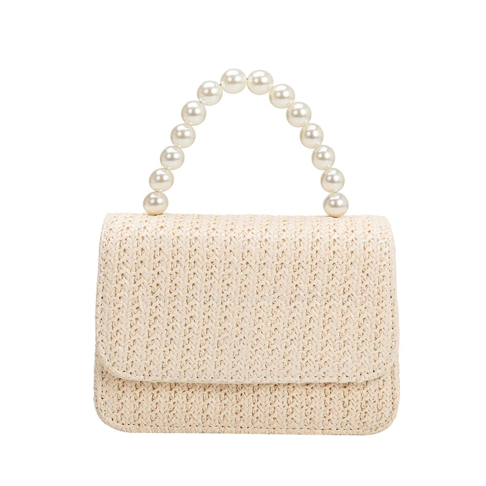 Cream Kelli Small Straw Top Handle Bag | Melie Bianco | Melie Bianco