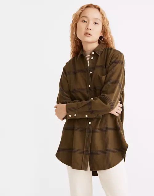 Flannel Oversized Ex-Boyfriend Tunic Shirt in Windowpane | Madewell