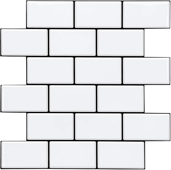 STICKGOO 10-Sheet Peel and Stick Backsplash, White Subway Tile Stick on Backsplash for Kitchen (T... | Amazon (US)