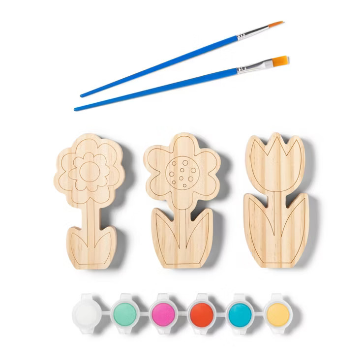 3pk Paint-Your-Own Wood Flowers Kit - Mondo Llama™ | Target