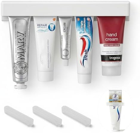 Toothpaste Holder Wall Mounted by JM.JEEMI, Face Cream Tubes Hanger,Tooth Paste Organizers Grippe... | Amazon (US)