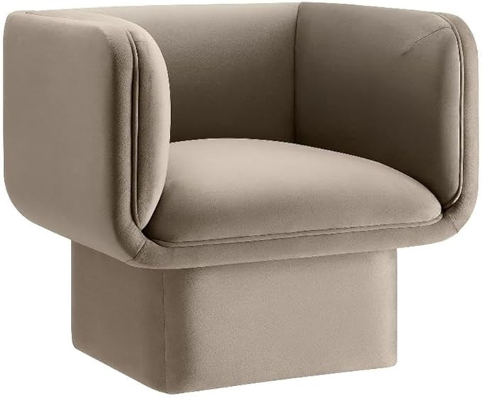 Modway Tate Performance Velvet Accent Chair in Taupe - Upholstered Club Chair - Modern Barrel Arm... | Amazon (US)