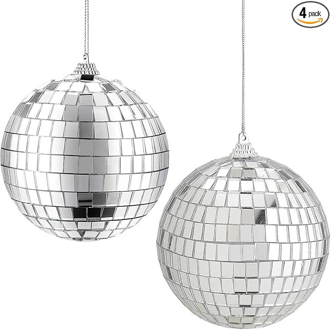4 Pack Mirror Disco Balls,Silver Hanging Party Disco Ball for Party or DJ Light Effect, Home Deco... | Amazon (US)