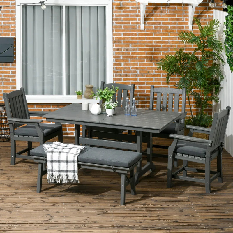 Alvonia 6 - Person Rectangular Outdoor Dining Set | Wayfair North America