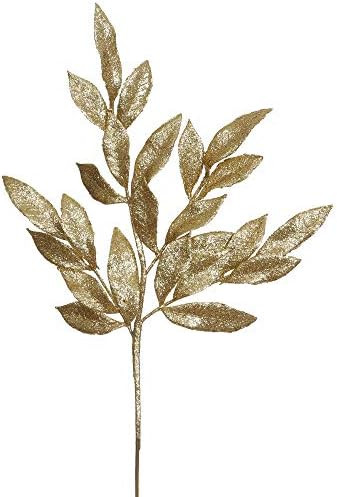 Vickerman Glittered Bay Leaf Spray in 12/Bag, 22", Gold | Amazon (US)