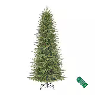 7.5 ft. Pre-Lit LED Grand Duchess Twinkling Fir Slim Artificial Christmas Tree | The Home Depot