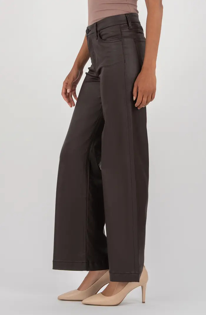 KUT from the Kloth Meg Coated High Waist Wide Leg Ankle Jeans | Nordstrom | Nordstrom