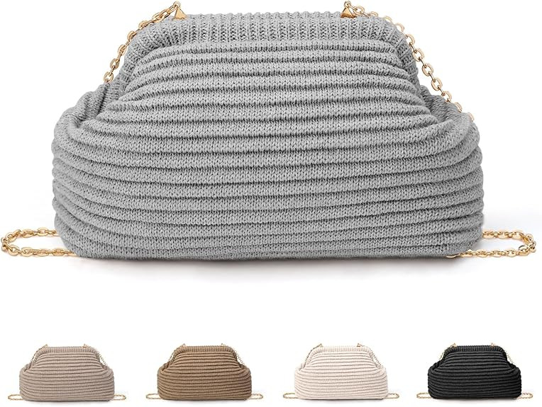 hatisan Crochet Clutch Purses for Women Knit Evening Bag Handbag Shoulder Crossbody Bag for Weddi... | Amazon (US)