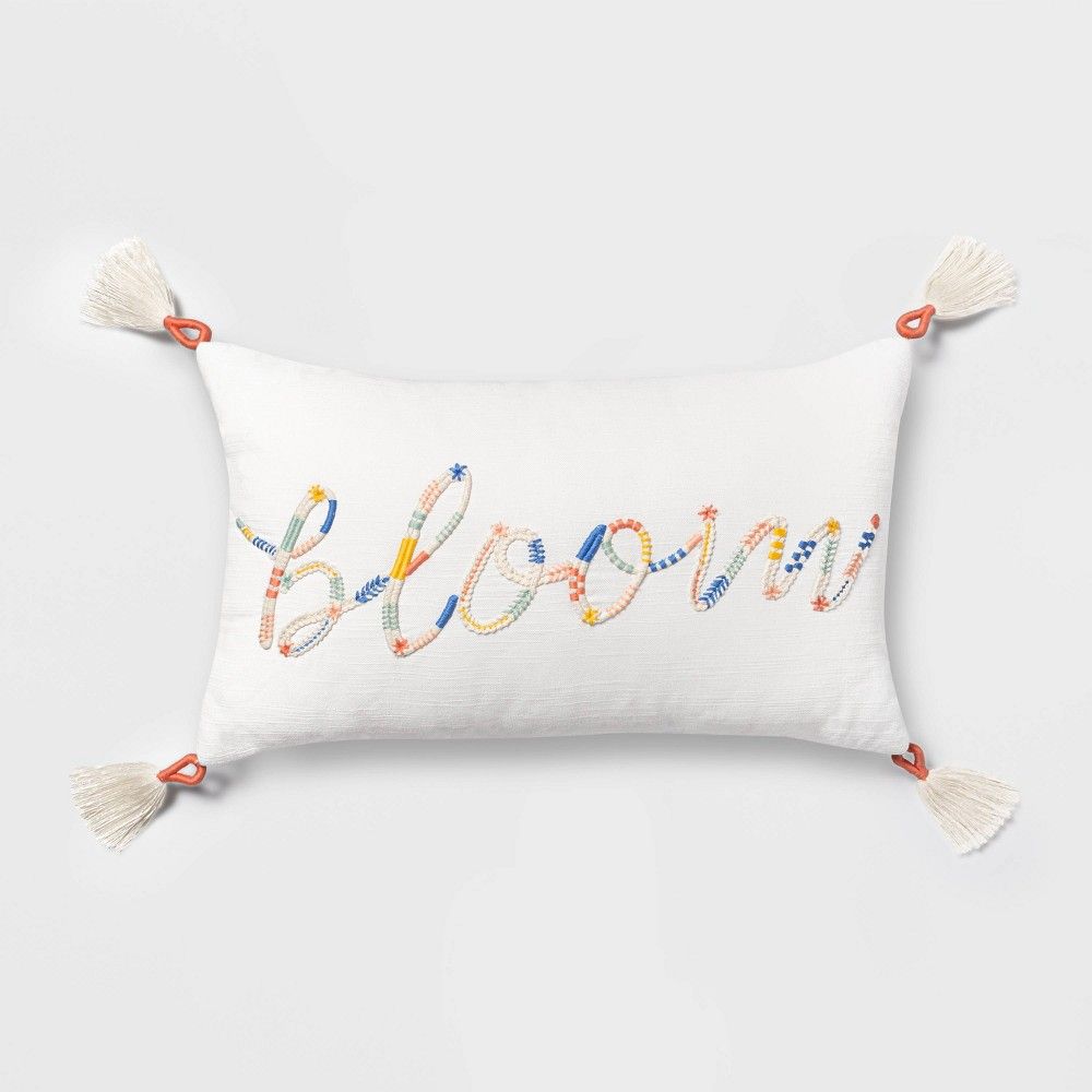 Lumbar Embroidered 'Bloom' Pillow with Tassels - Opalhouse™ | Target