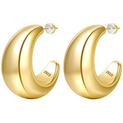 PABBEU Water Drop Earring Dupes-Chunky Gold Hoop Earrings 14k Lightweight Hypoallergenic Gold Thick Hoop Earrings Big Jewelry for Women | Amazon (US)