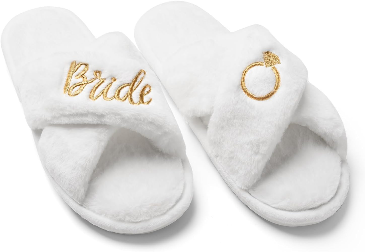 WeddingSteps Bride-to-Be Slippers - Comfy and Stylish Bridal Footwear with Elegant White Fur and ... | Amazon (US)