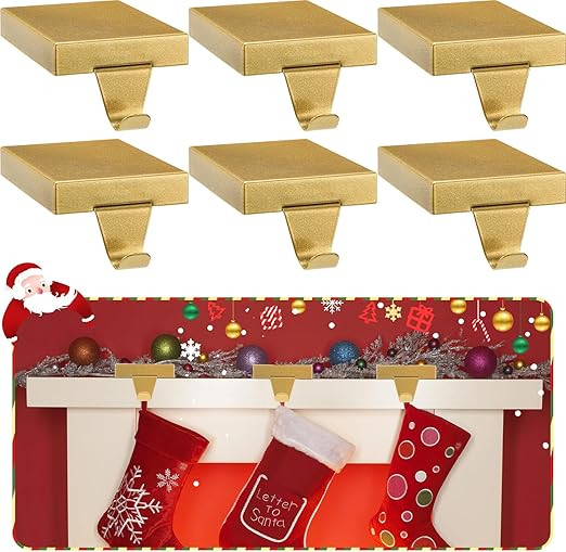 Zonon Christmas Stocking Holders Metal Stocking Hangers for Mantle Christmas Stocking Hanging Hoo... | Amazon (US)