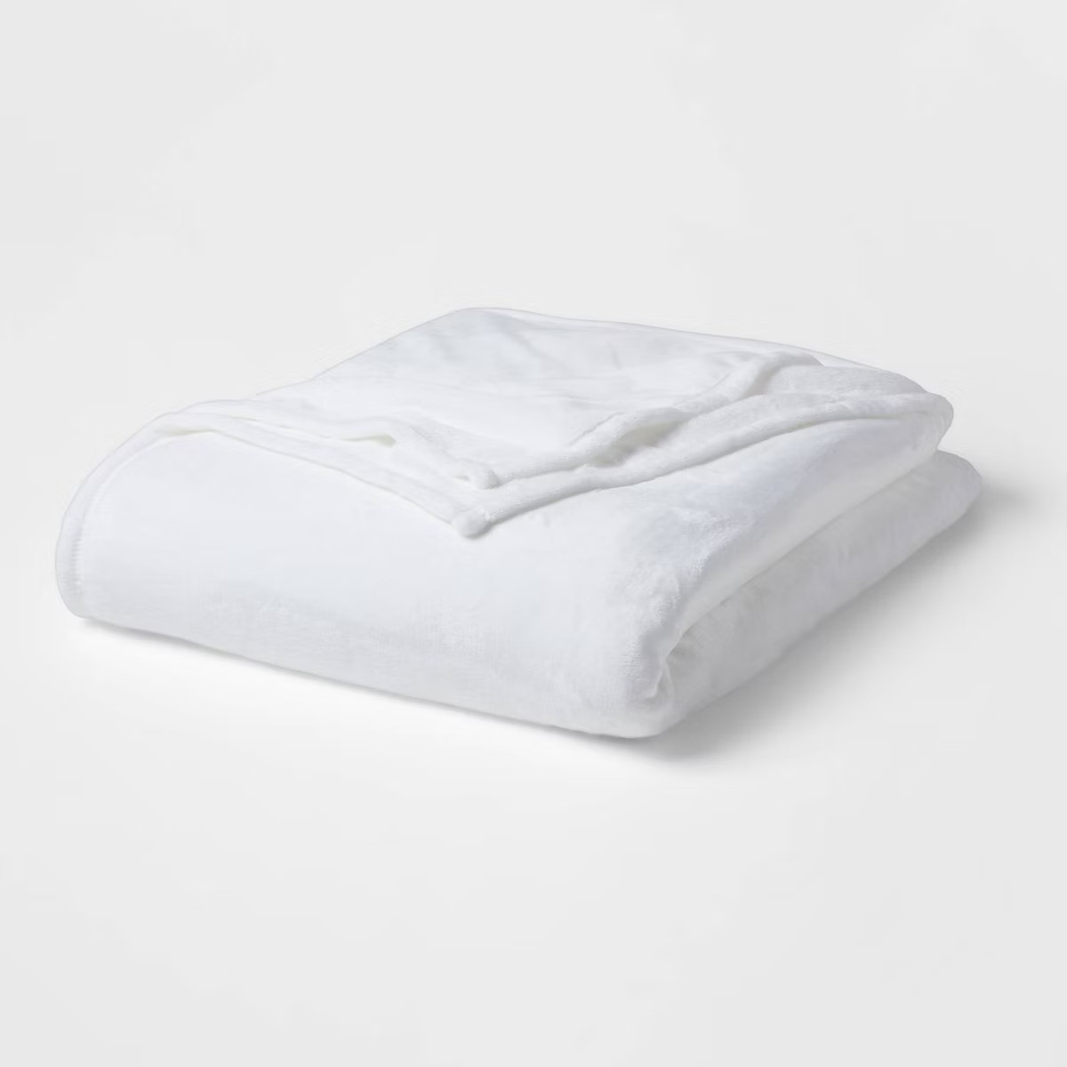Full/Queen Solid Plush Bed Blanket True White - Room Essentials\u2122: Cozy Lightweight Polyester... | Target