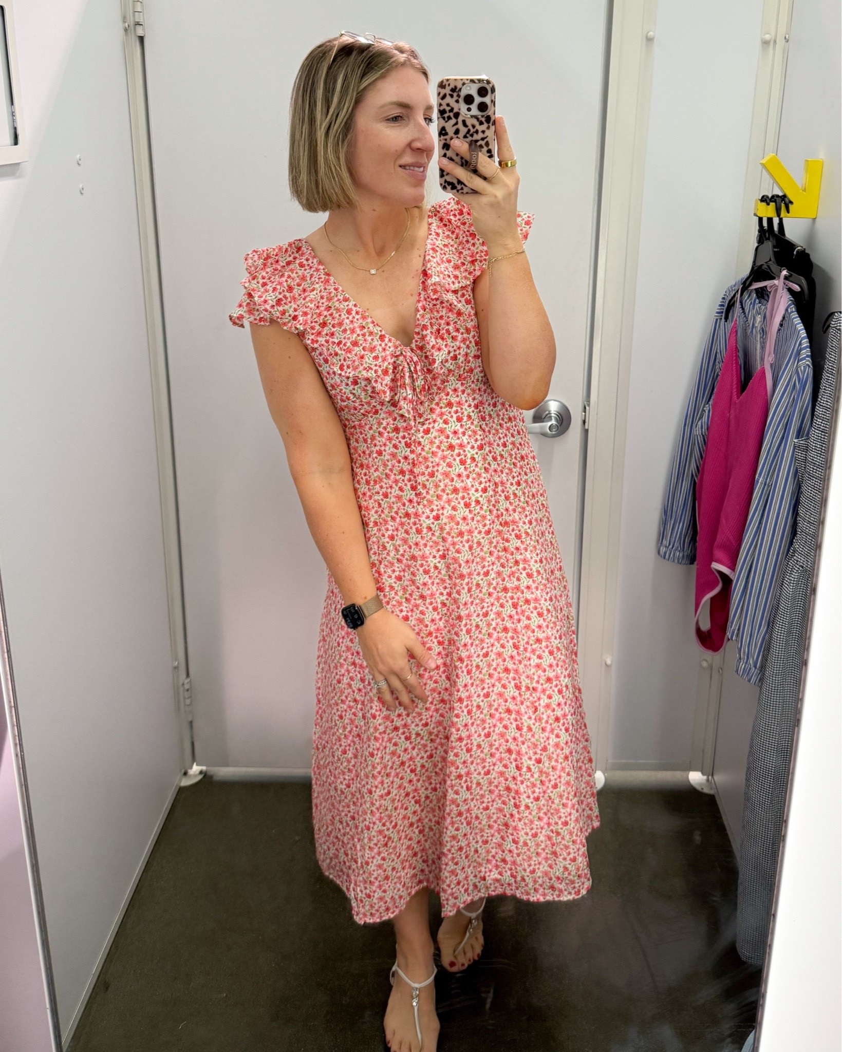 Snag this super cute dress on sale at Old Navy today! Wearing a size medium. ￼