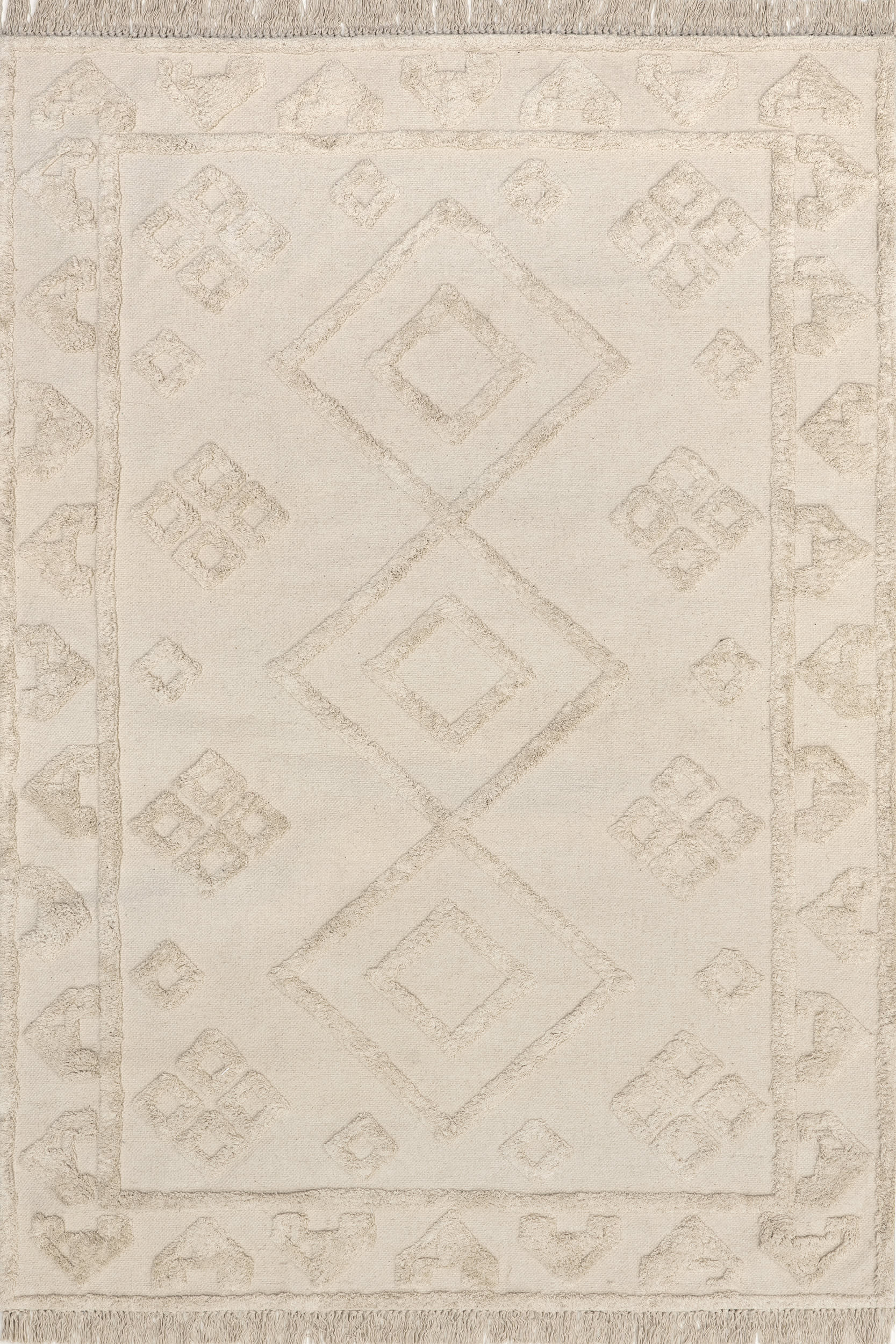 Beige Rainie Monochrome Geometric 4' x 6' rug | Rugs USA