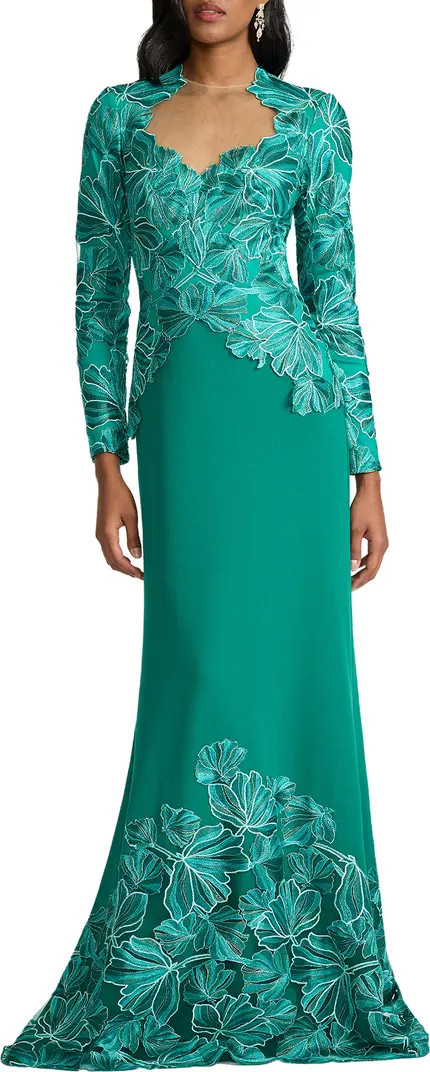 Embroidered Detail Long Sleeve Gown | Nordstrom