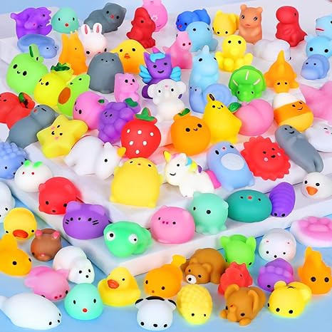 80PCS Mochi Squishy Toys Kids Party Favors Kawaii Mini Squishies Animals Fruit Stress Relief Toys... | Amazon (US)