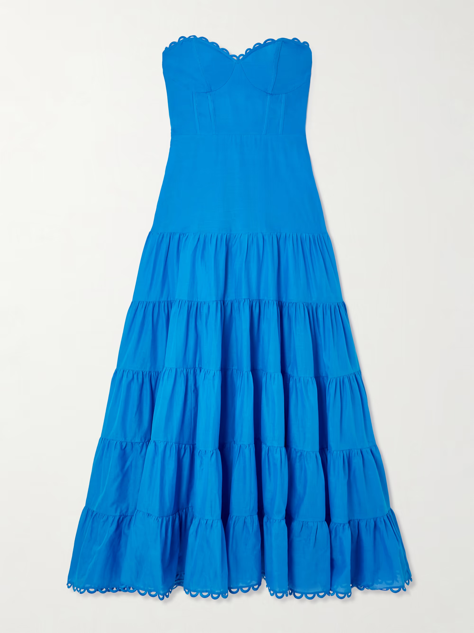 CHARO RUIZDanny strapless broderie anglaise-trimmed tiered cotton-blend voile maxi dress | NET-A-PORTER (UK & EU)
