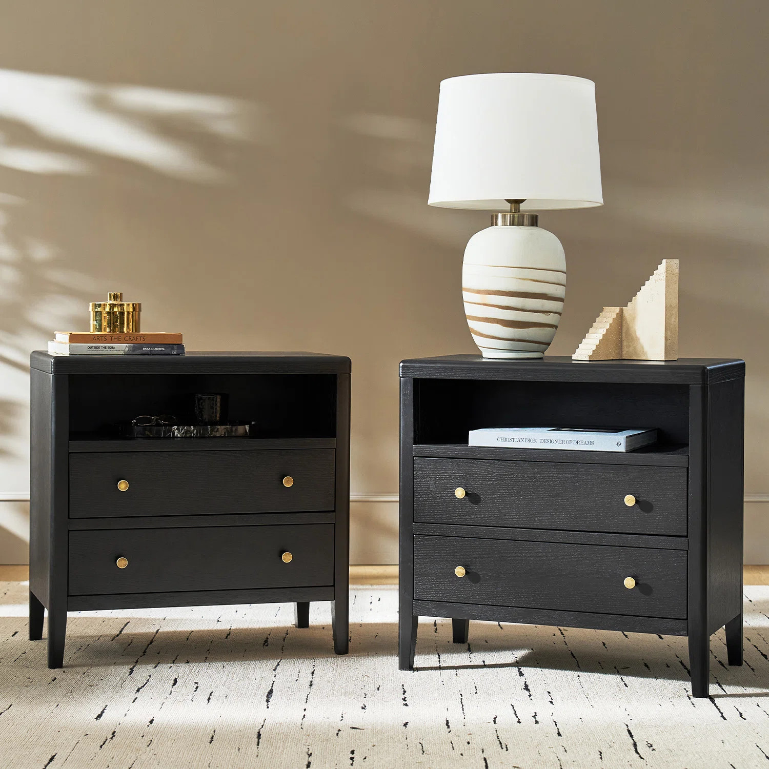 Shelli Modern 2-Drawer 28"W Solid Wood End Table with Built-in Power Outlet and USB Port (Set of ... | Wayfair North America
