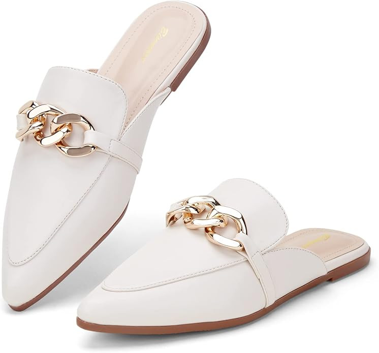 BISON SPIRIT Mules for Women Flats Pointed Toe Slip On Slides Loafer Shoes | Amazon (US)