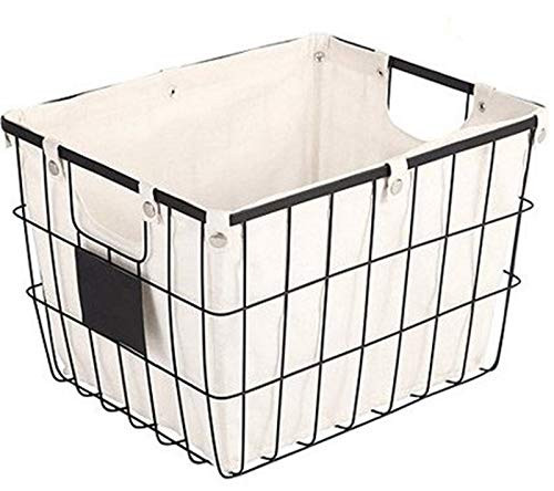 Better Homes and Gardens Small Black Wire Basket with Chalkboard Label & Ivory Lining | Amazon (US)
