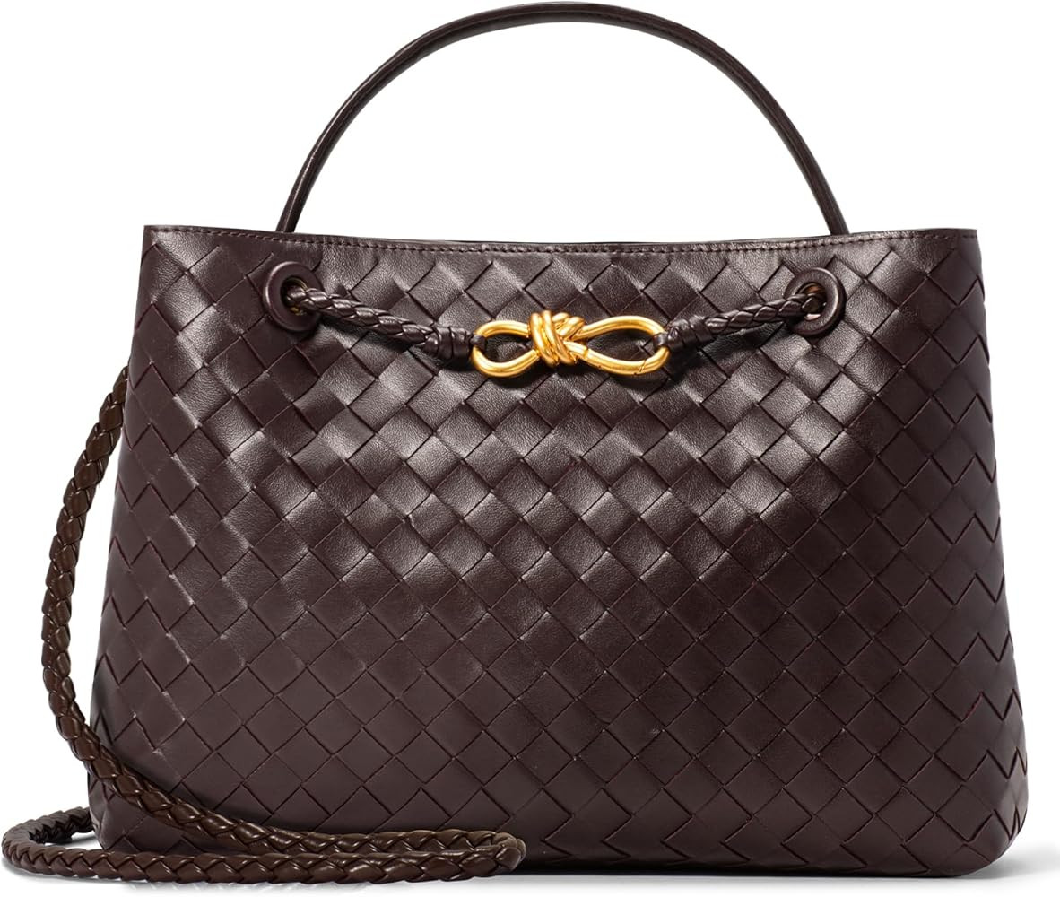 Woven Bag for Women, Woven Purse Tote Bag PU Leather Crossbody Bags Top Handle Hobo Handmade Hand... | Amazon (US)