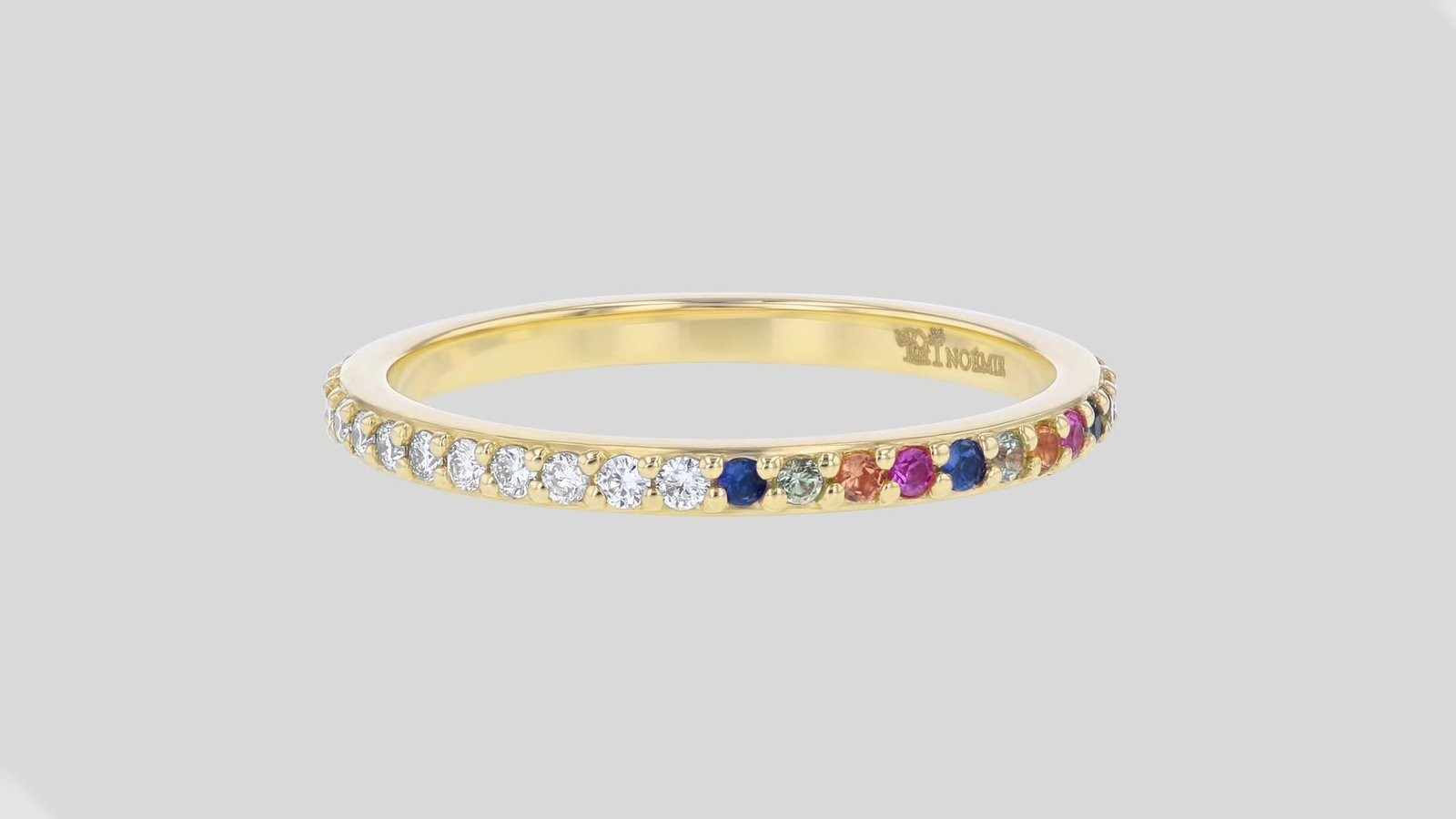 The Half White Diamond Half Multi-Color Sapphire Eternity Band Ring | Noémie