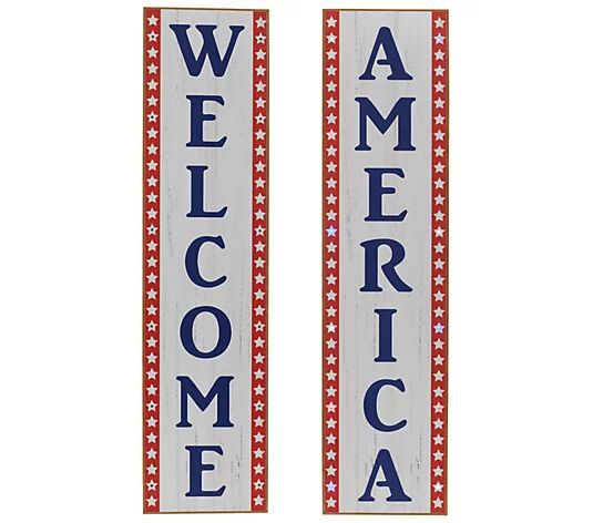 Gerson Co 47.2" Battery-Operated Americana Signs, Set of 2 - QVC.com | QVC