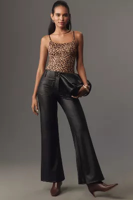 The Junie High-Rise Wide-Leg Flare Pants by Maeve: Faux Leather Edition | Anthropologie (US)