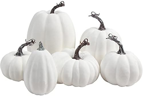 DERAYEE Fall Artificial Pumpkins, White Fake Pumpkins Thanksgiving Decoration Autumn Large Gourds... | Amazon (US)